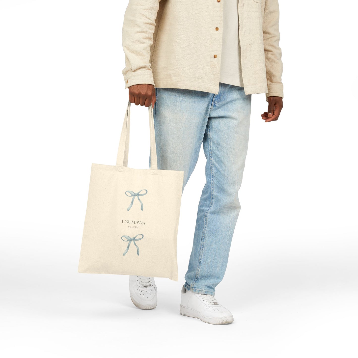 Elegant Bow Cotton Tote Bag