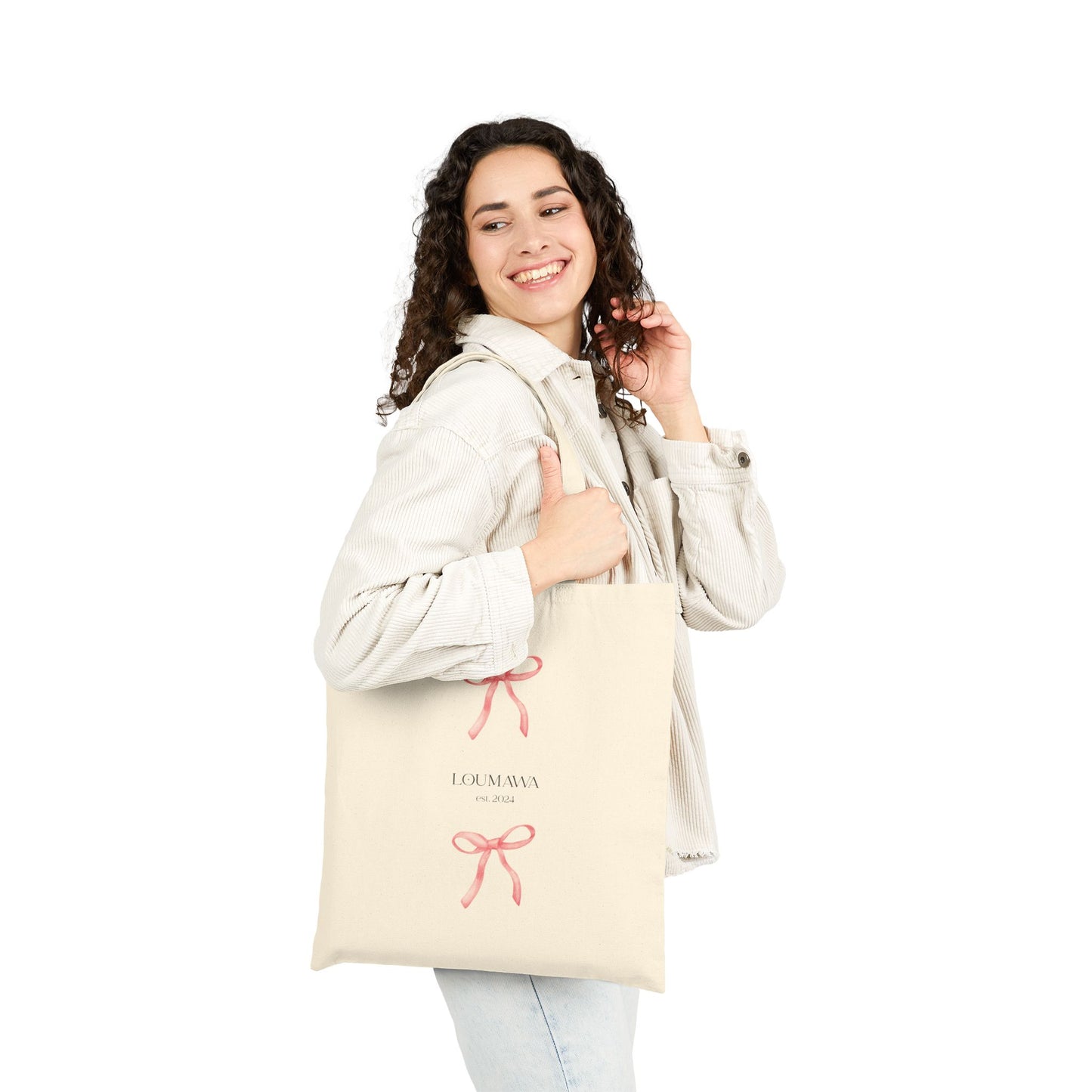 Chic Bow Cotton Tote Bag